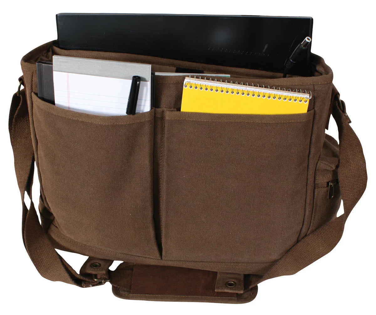 Vintage Canvas Pathfinder Laptop Bag with Leather Accents