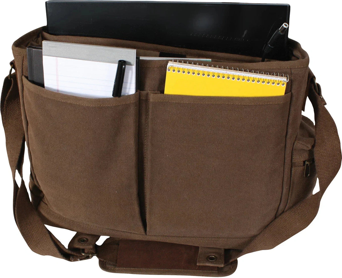 Vintage Canvas Pathfinder Laptop Bag with Leather Accents