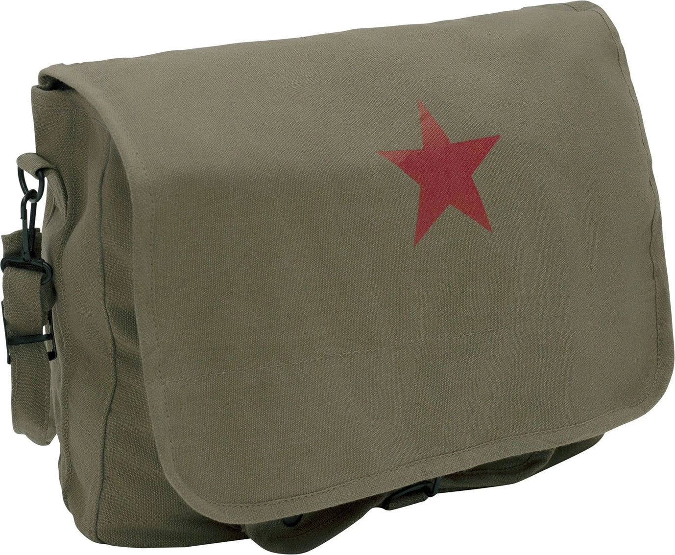 Vintage Canvas Shoulder Bag with Red Star