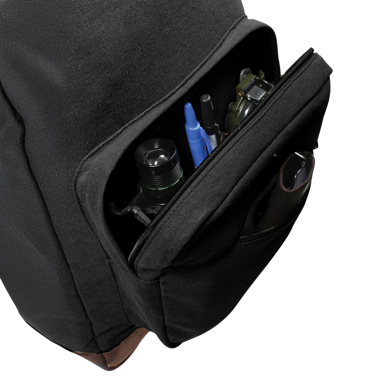 Vintage Canvas Teardrop Backpack with Leather Accents