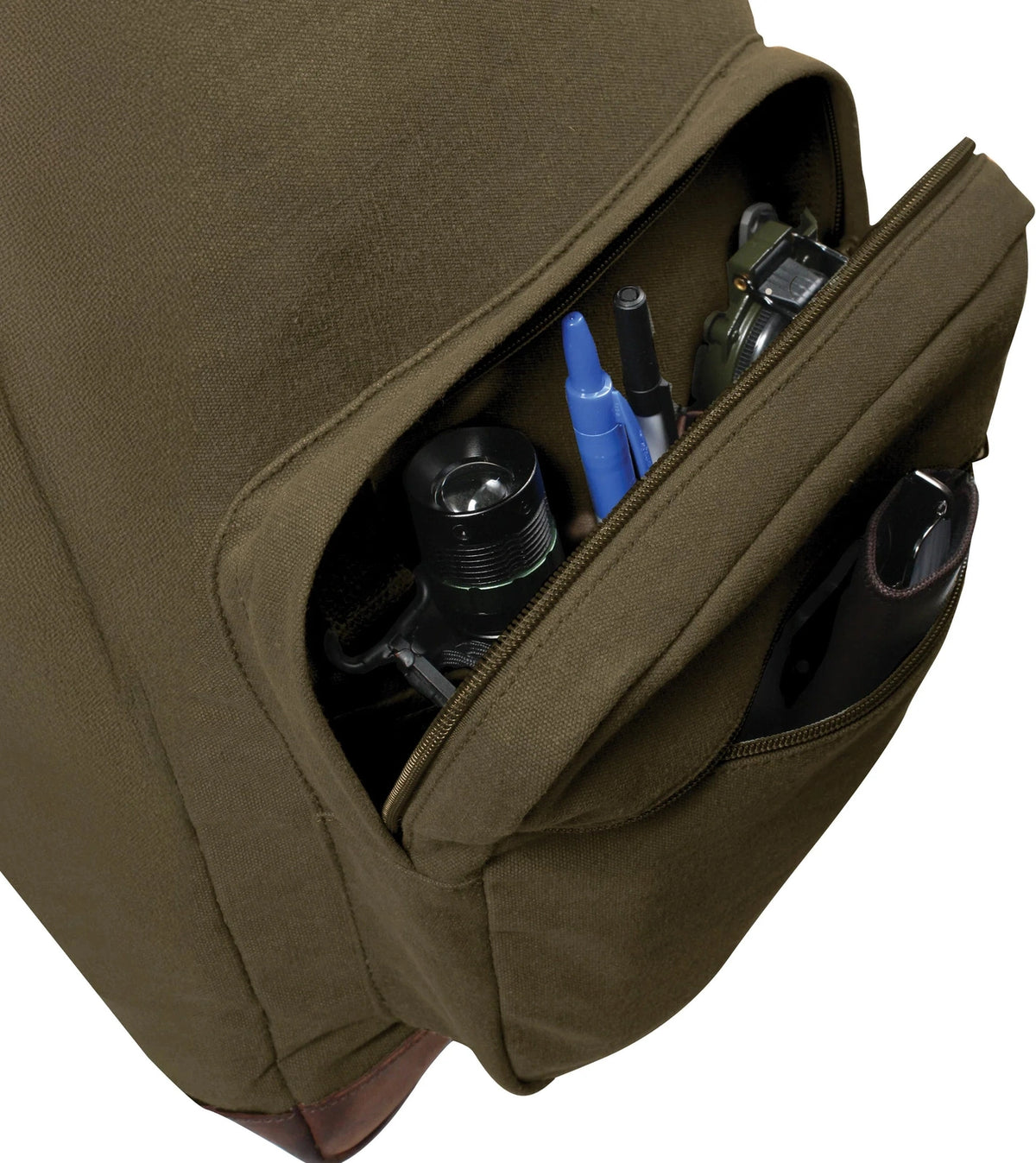 Vintage Canvas Teardrop Backpack with Leather Accents