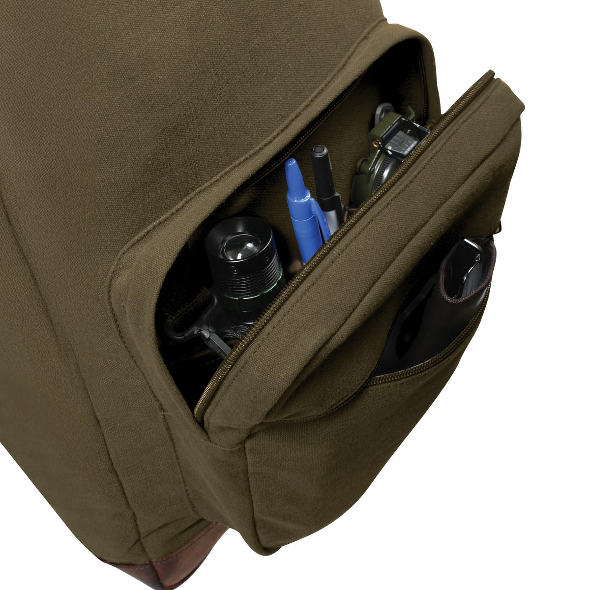 Vintage Canvas Teardrop Backpack with Leather Accents