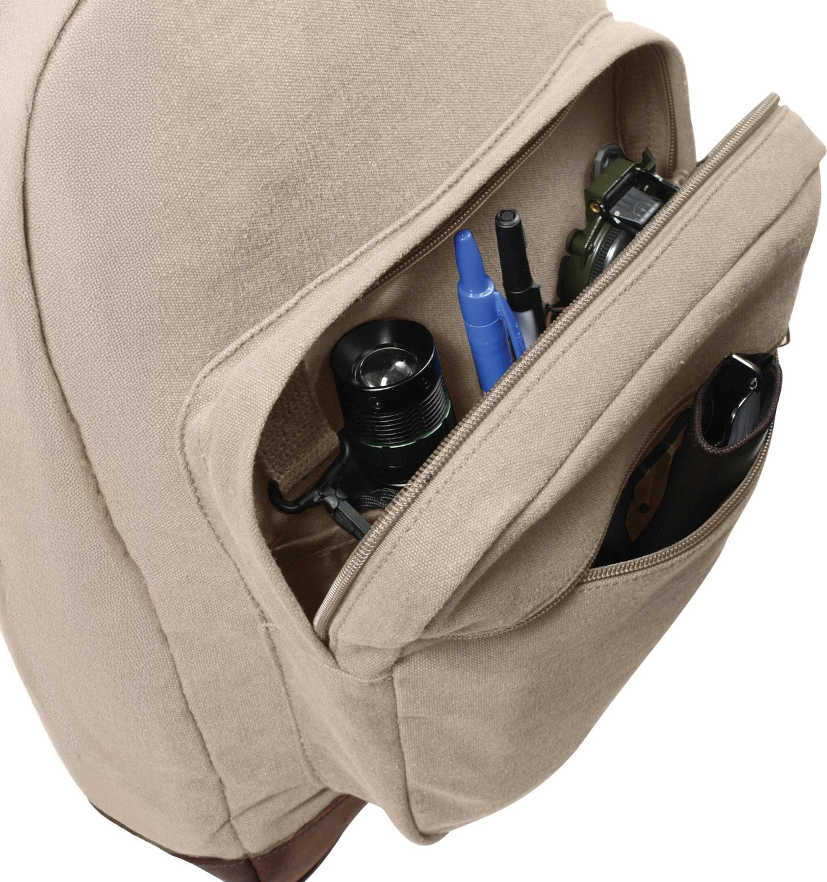 Vintage Canvas Teardrop Backpack with Leather Accents