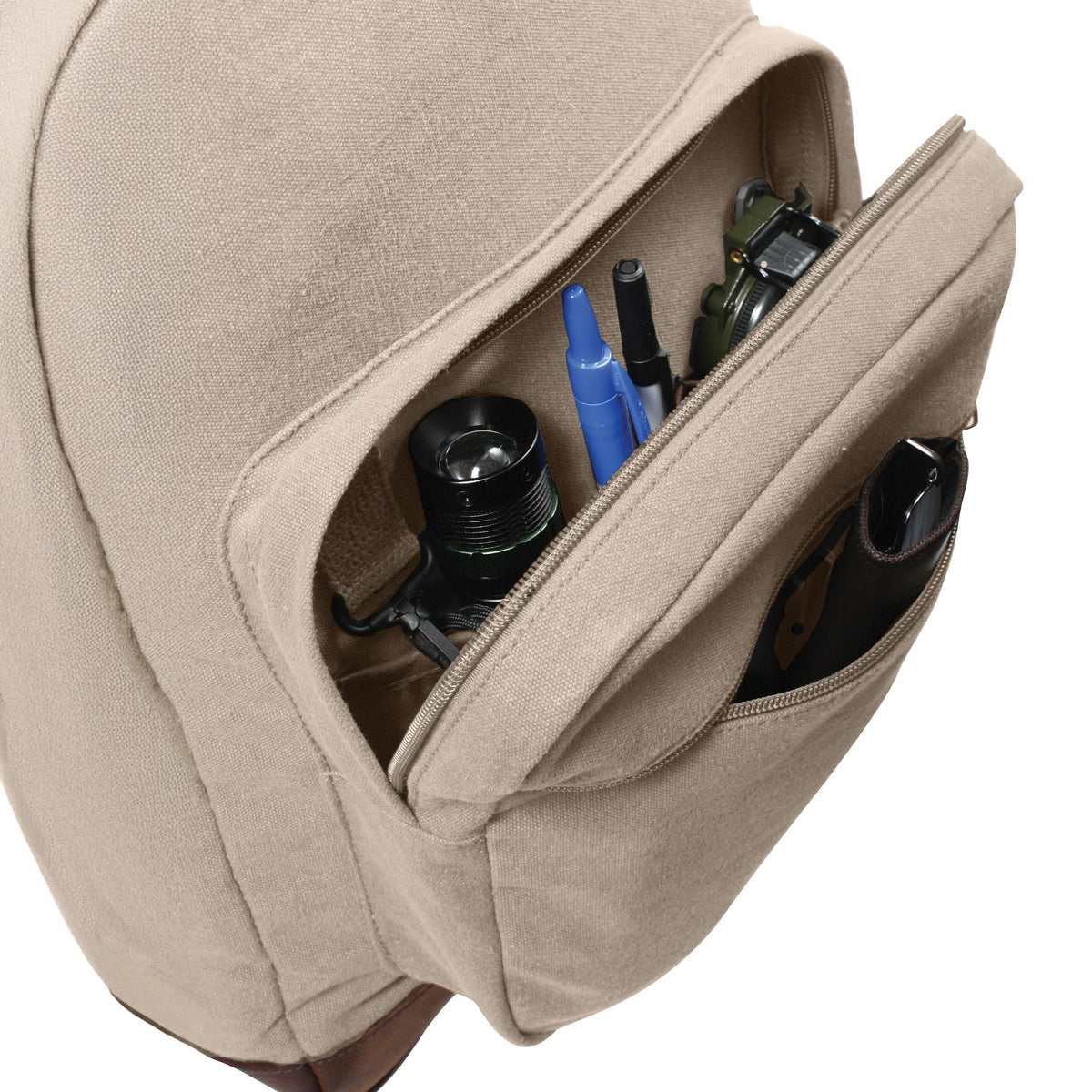 Vintage Canvas Teardrop Backpack with Leather Accents