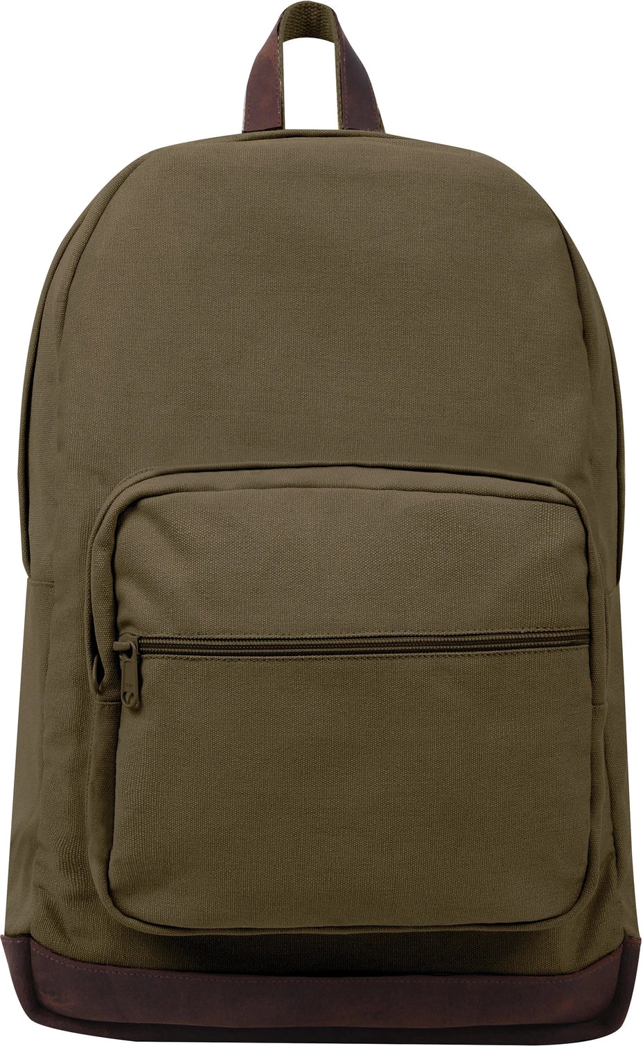Vintage Canvas Teardrop Backpack with Leather Accents - Olive Drab