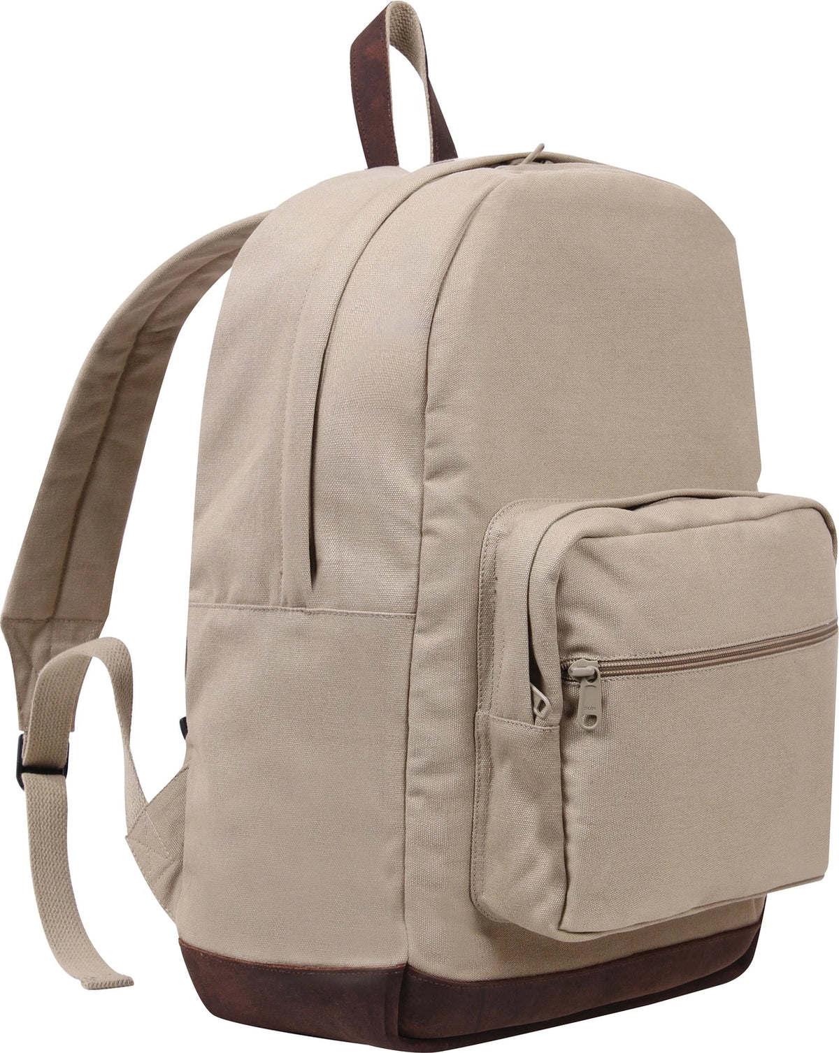 Vintage Canvas Teardrop Backpack with Leather Accents - Khaki