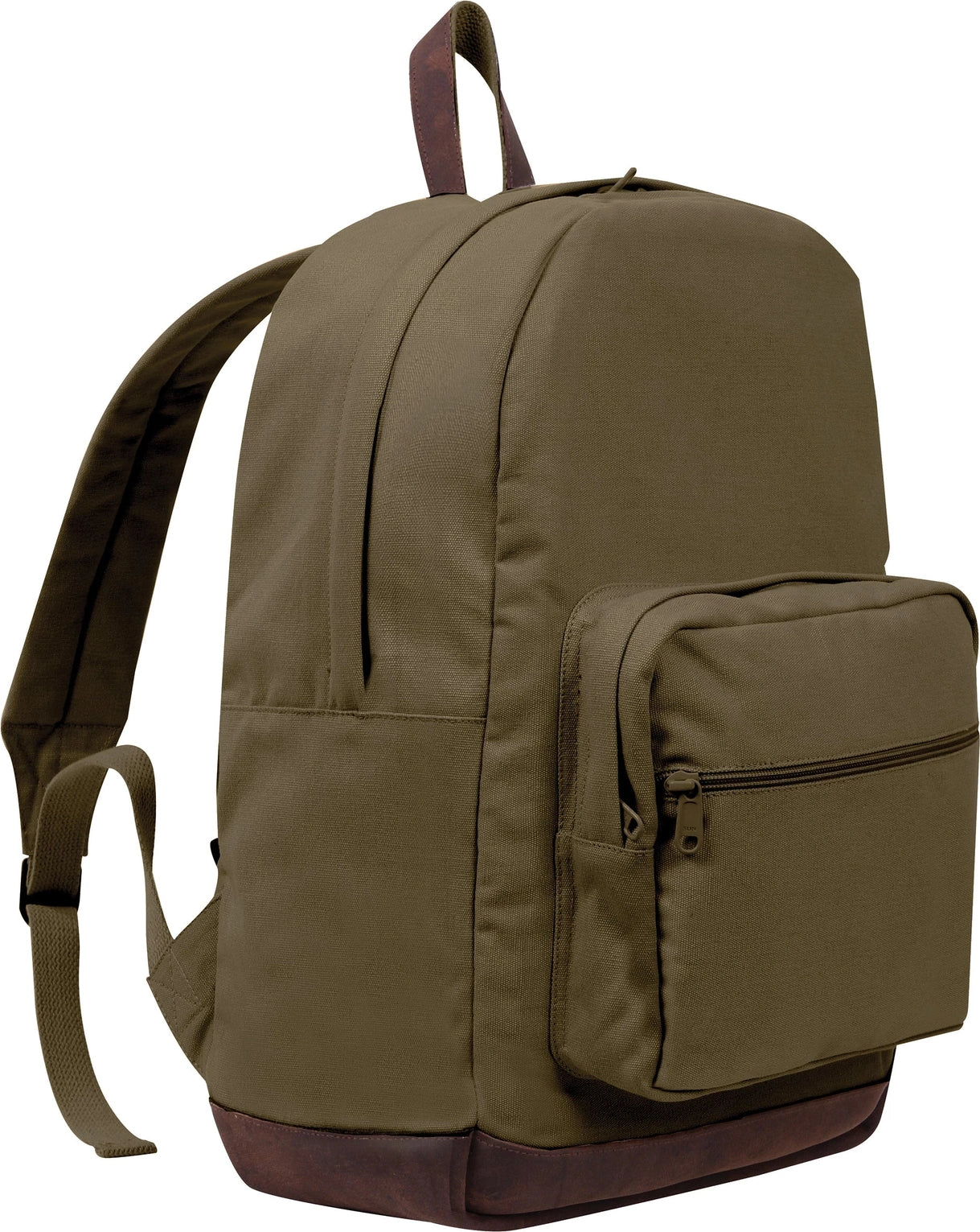 Vintage Canvas Teardrop Backpack with Leather Accents - Olive Drab