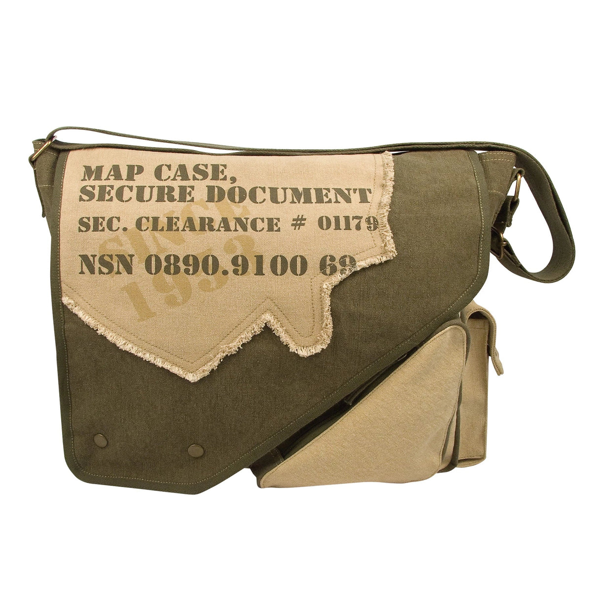 Vintage Canvas Two-tone Imprinted Map Bag