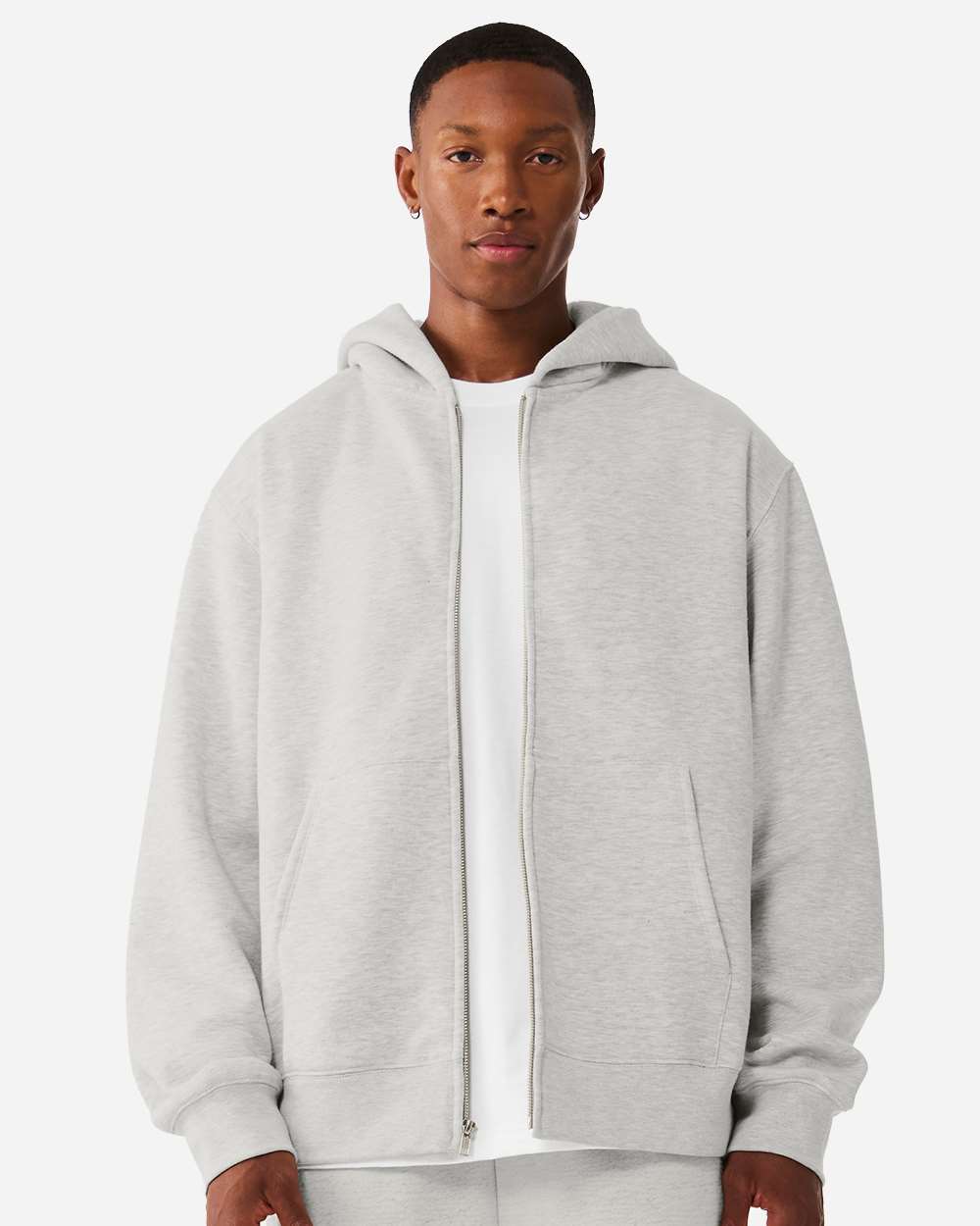 Vintage Heather Grey Unisex 10 oz Full-Zip Hoodie Sweatshirt - 4739 plain
