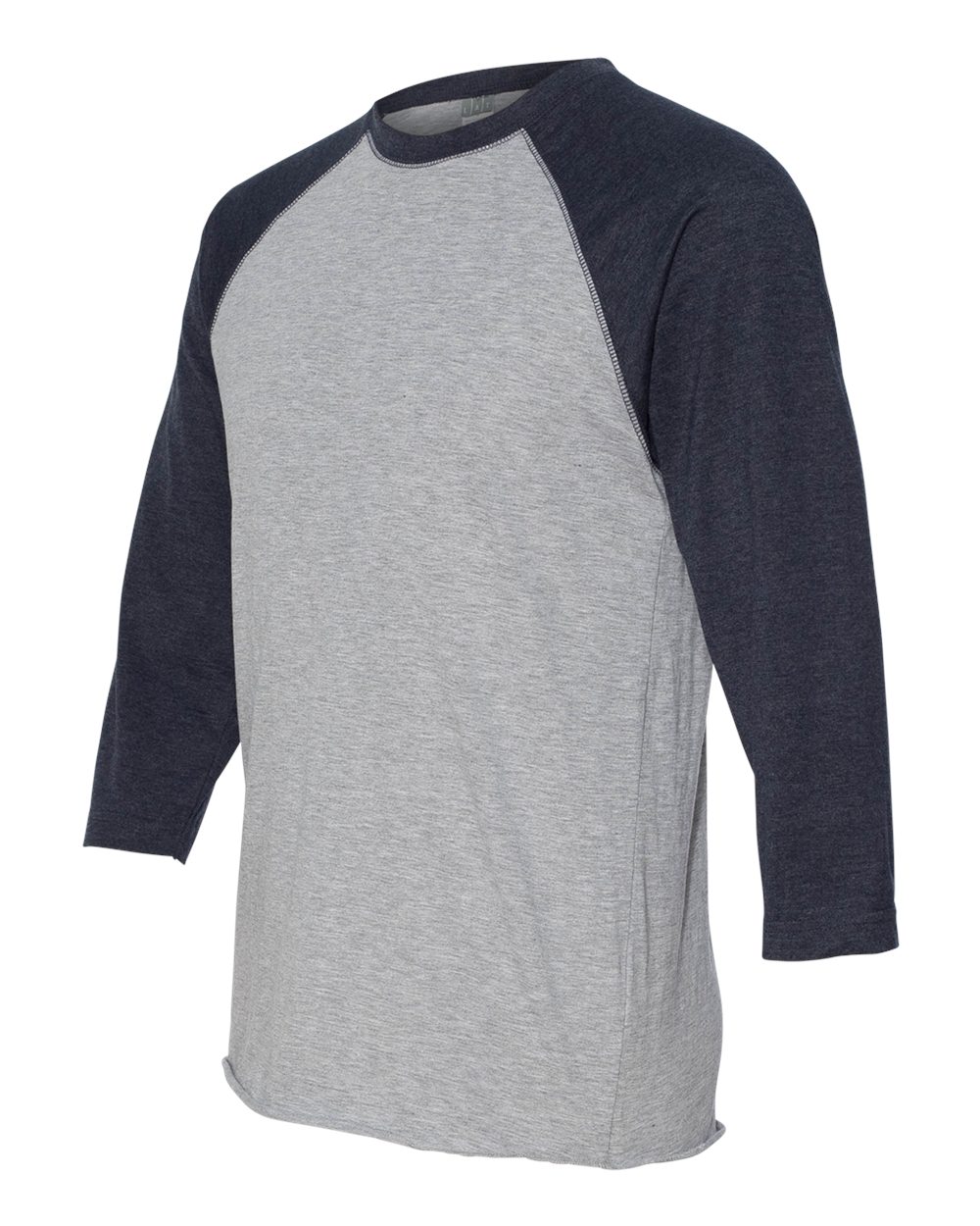 Vintage Heather/ Vintage Navy Baseball Fine Jersey Three-Quarter Sleeve Tee - 6930