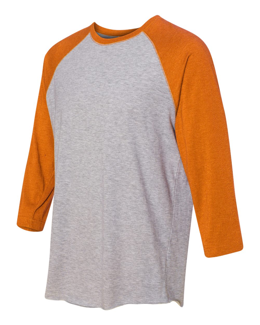 Vintage Heather/ Vintage Orange Baseball Fine Jersey Three-Quarter Sleeve Tee - 6930