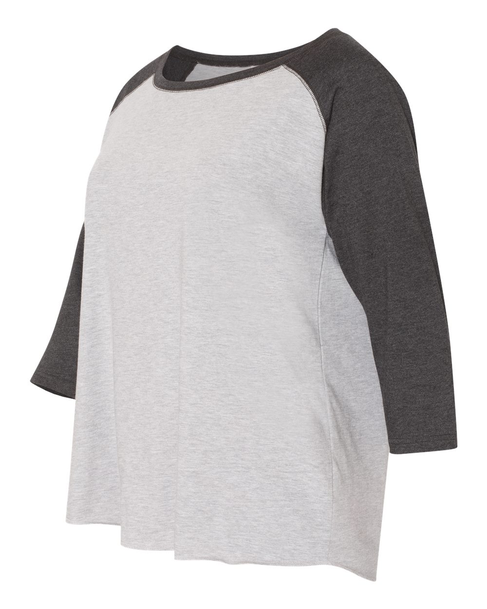 Vintage Heather/ Vintage Smoke Curvy Collection Women's Baseball Three-Quarter Sleeve Tee - 3830