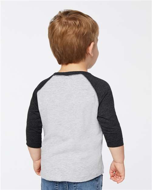 Vintage Heather/ Vintage Smoke Toddler Baseball Fine Jersey Three-Quarter Sleeve Tee - 3330