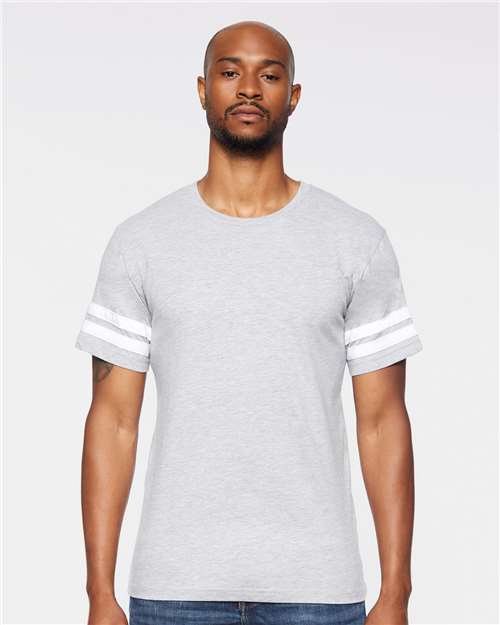 Vintage Heather/ White Football Fine Jersey Tee - 6937