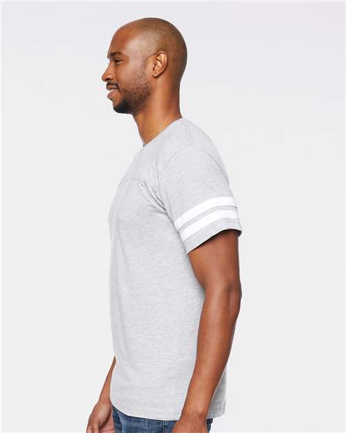 Vintage Heather/ White Football Fine Jersey Tee - 6937