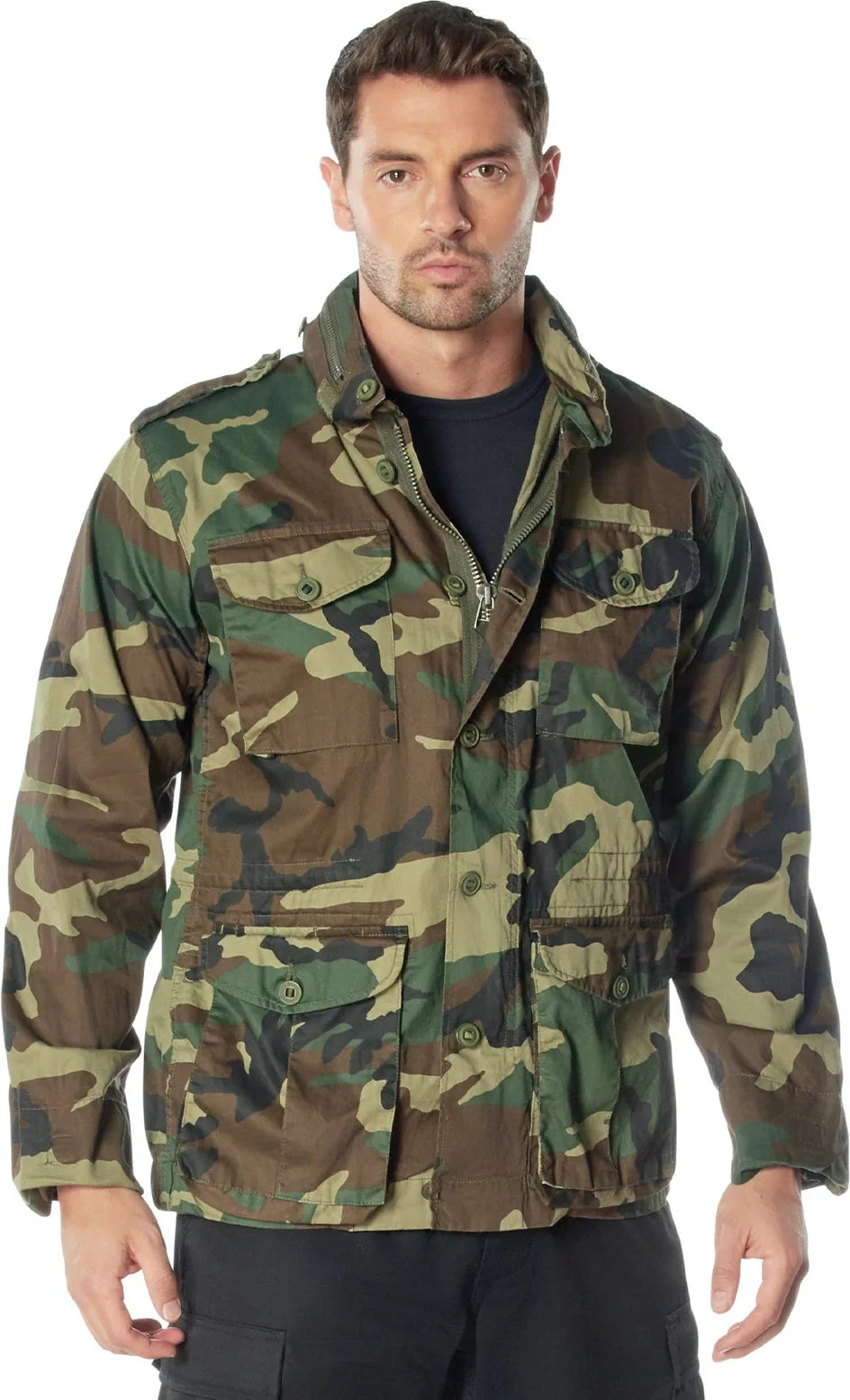 Vintage Lightweight M-65 Field Jacket - Woodland Camo / s