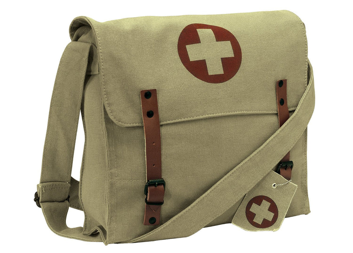 Vintage Medic Canvas Bag with Cross