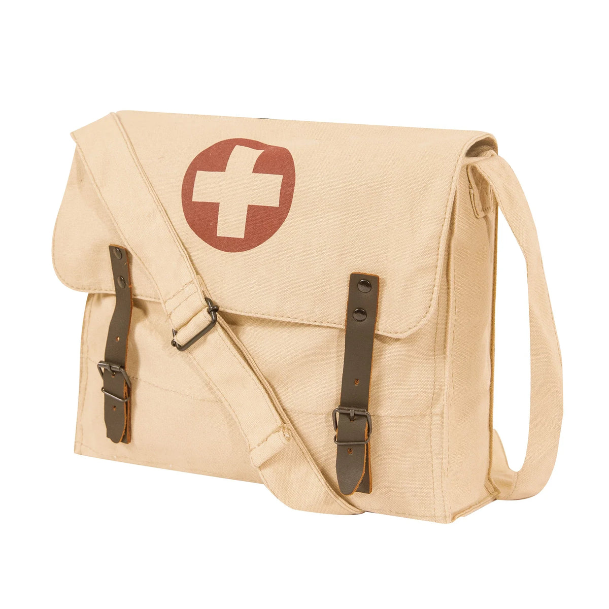 Vintage Medic Canvas Bag with Cross - Khaki