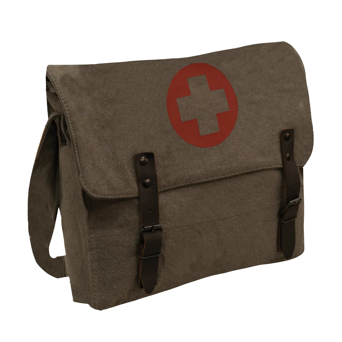 Vintage Medic Canvas Bag with Cross - Olive Drab