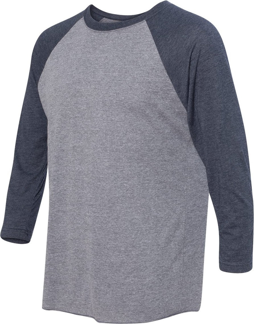 Vintage Navy Sleeves/ Premium Heather Body Triblend Three-Quarter Raglan T-Shirt - 6051