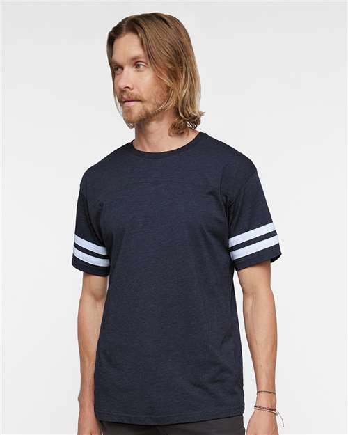 Vintage Navy/ White Football Fine Jersey Tee - 6937