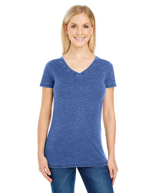 Vintage Navy Women&#39;s Vintage Dye V-Neck T-Shirt - 208B