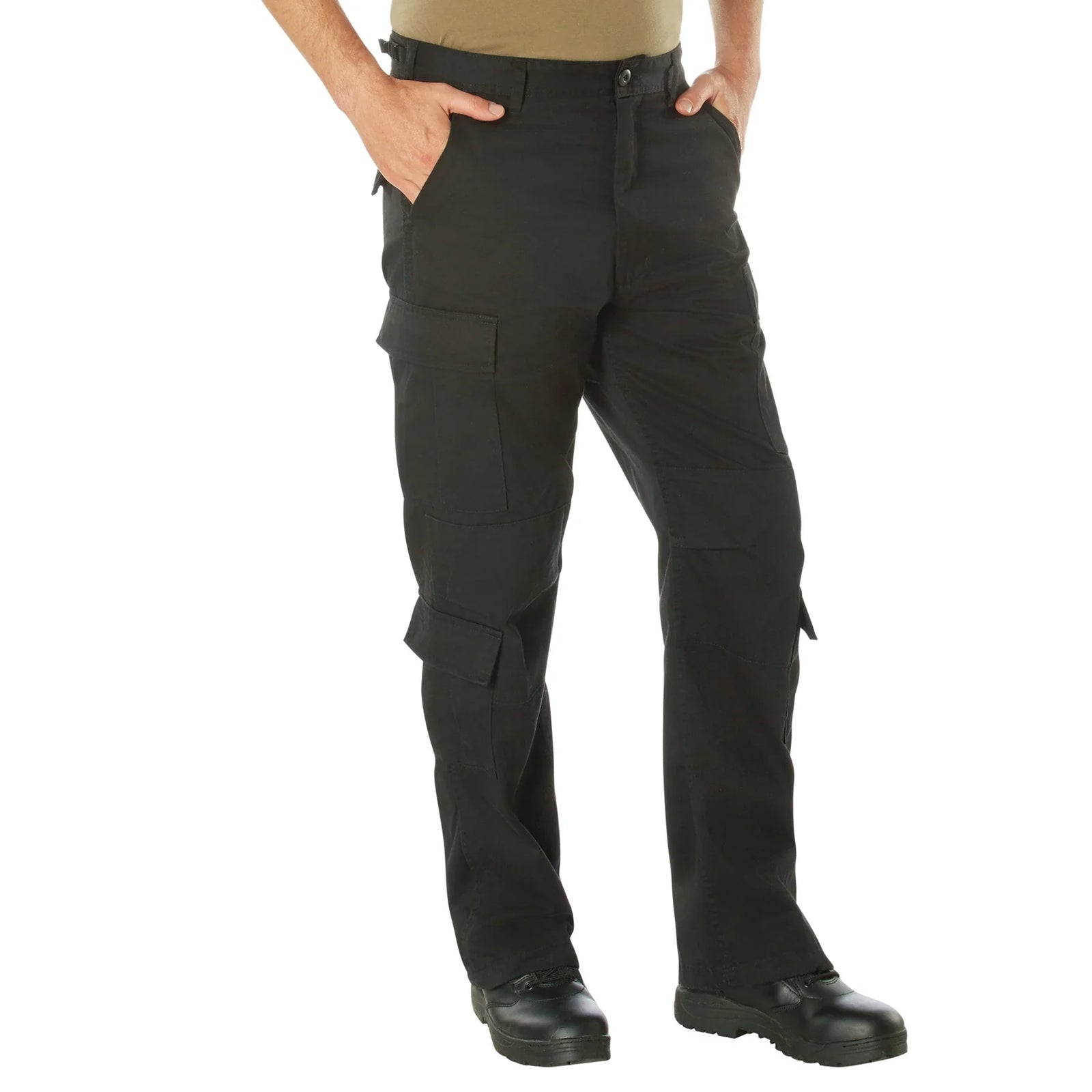 Vintage Paratrooper Cargo Fatigue Pants - Black / Xs