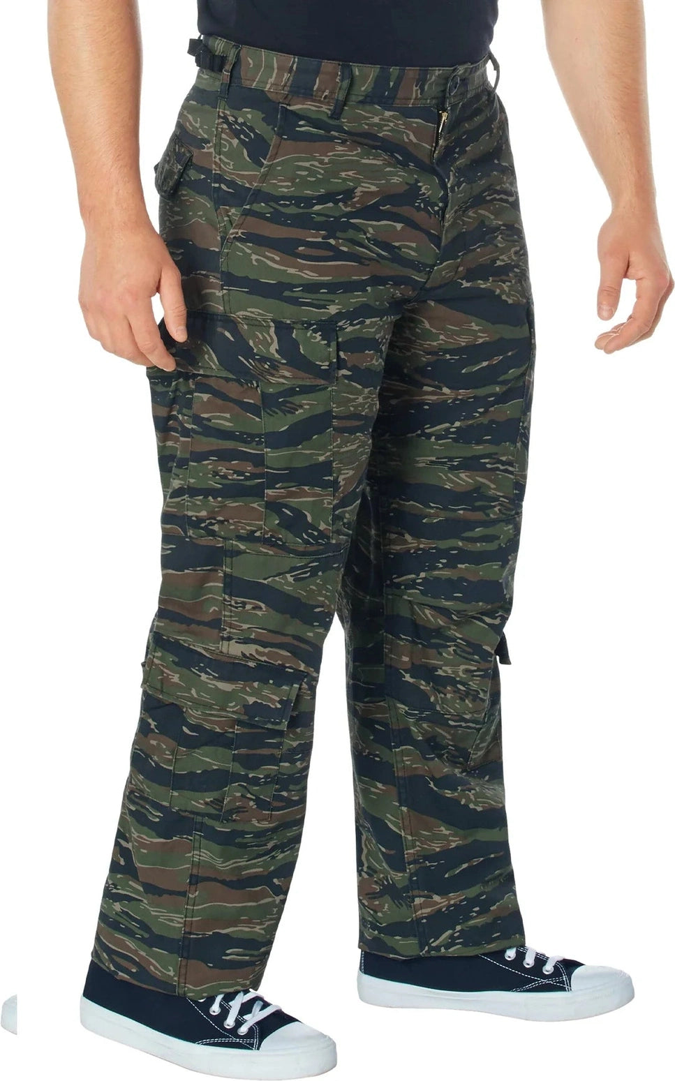 Vintage Paratrooper Cargo Fatigue Pants - Tiger Stripe Camo / s