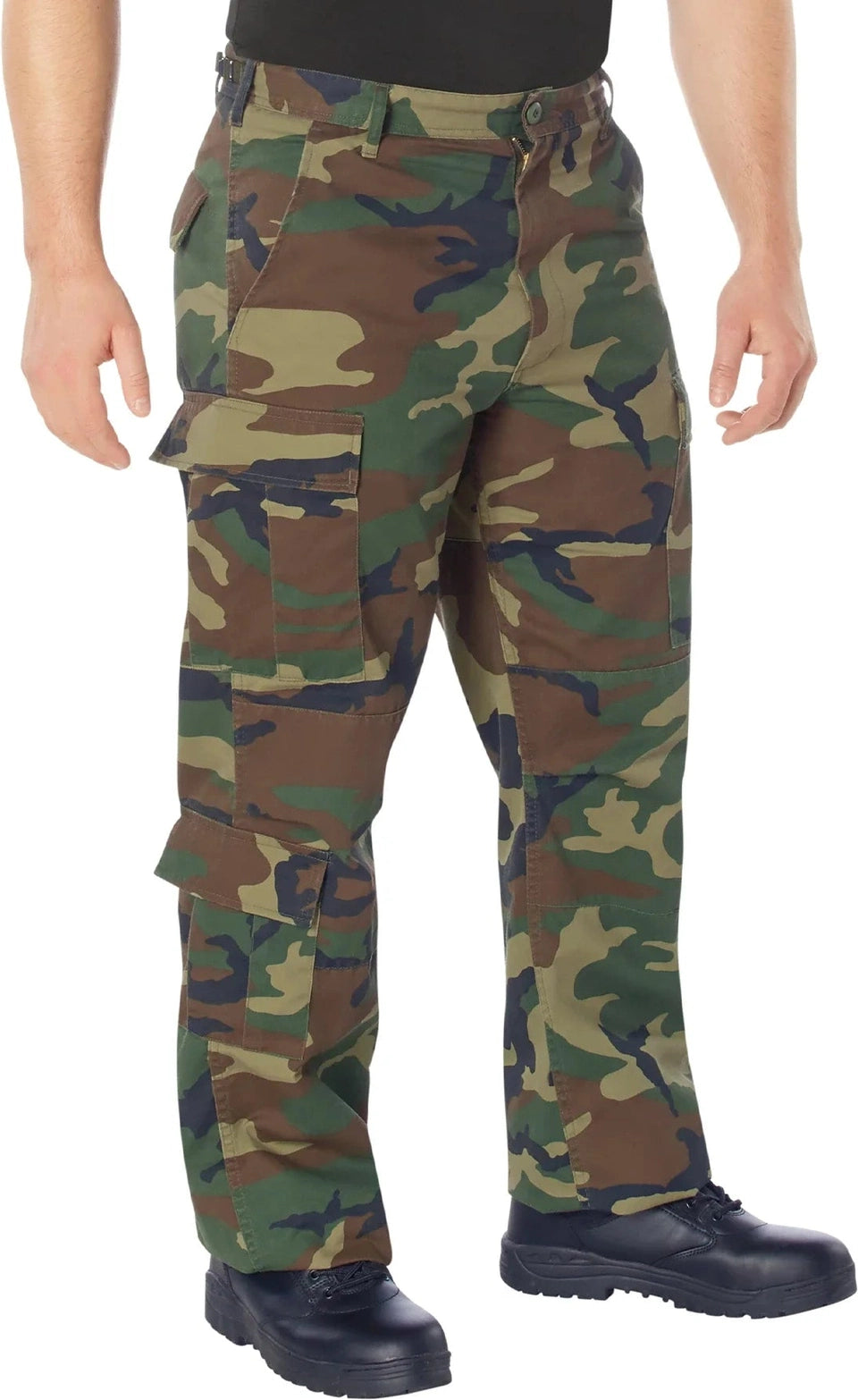 Vintage Paratrooper Cargo Fatigue Pants - Woodland Camo / Xs