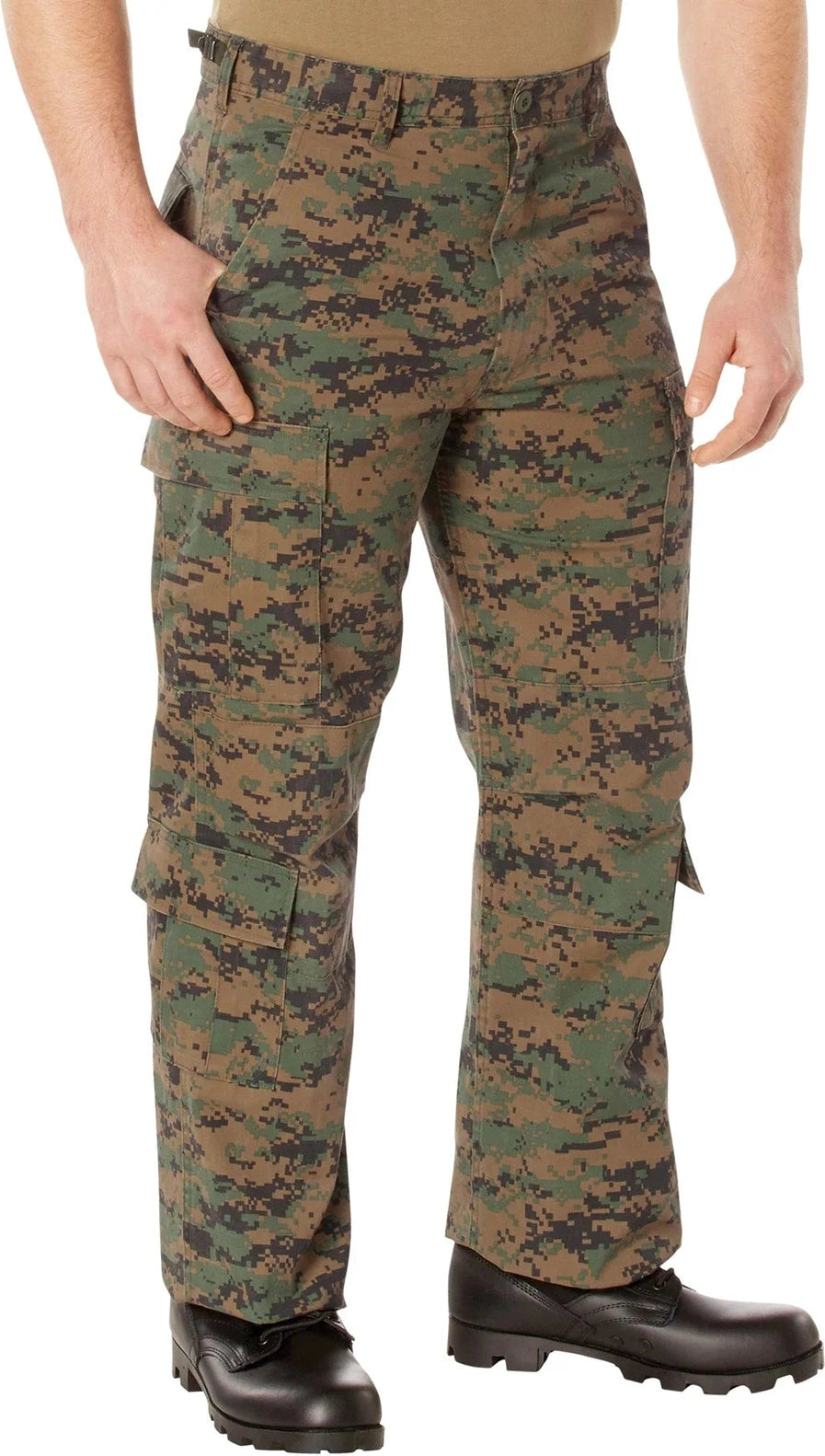 Vintage Paratrooper Cargo Fatigue Pants - Woodland Digital Camo / s