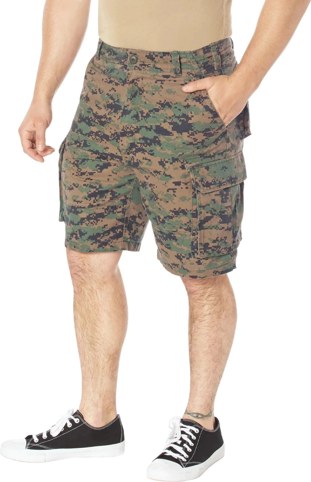 Vintage Paratrooper Cargo Shorts - Woodland Digital Camo / s