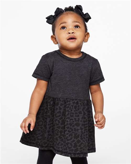 Vintage Smoke/ Black Leopard Infant Fine Jersey Dress - 5330
