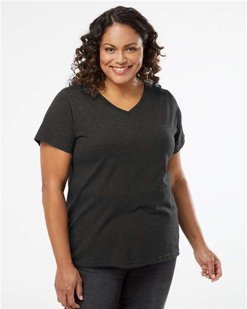 Vintage Smoke Curvy Collection Women&#39;s Fine Jersey V-Neck Tee - 3817