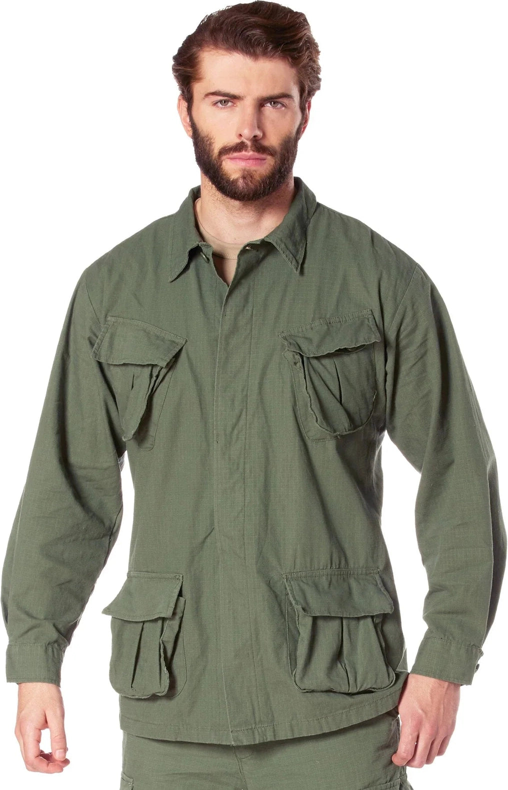 Vintage Vietnam Fatigue Rip-stop Shirt - Olive Drab / s