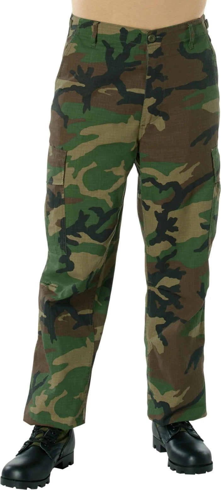 Vintage Vietnam Rip-stop Fatigue Pants - Woodland Camo / s