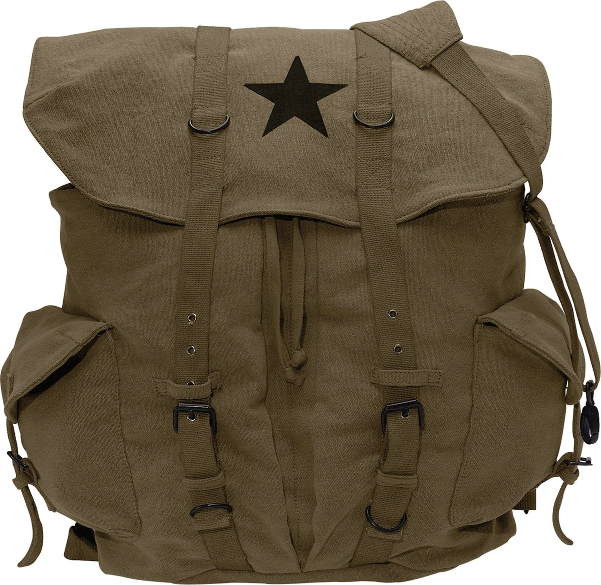 Vintage Weekender Canvas Backpack with Star