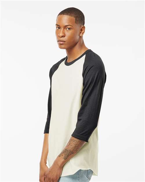 Vintage White/ Black Fine Jersey Raglan T-Shirt - 245