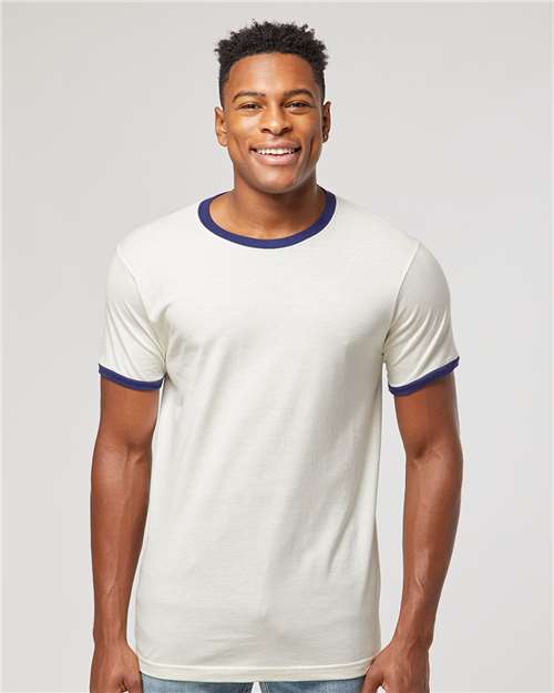 Vintage White/ Inked India Fine Jersey Ringer T-Shirt - 246