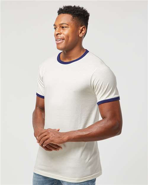 Vintage White/ Inked India Fine Jersey Ringer T-Shirt - 246