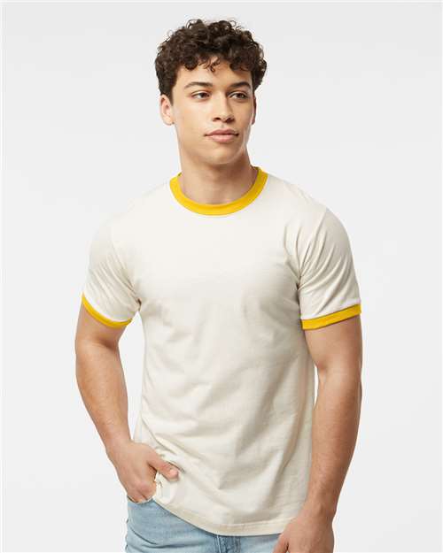 Vintage White/ Mellow Yellow Fine Jersey Ringer T-Shirt - 246
