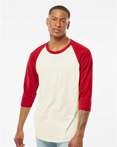Vintage White/ Rio Red Fine Jersey Raglan T-Shirt - 245