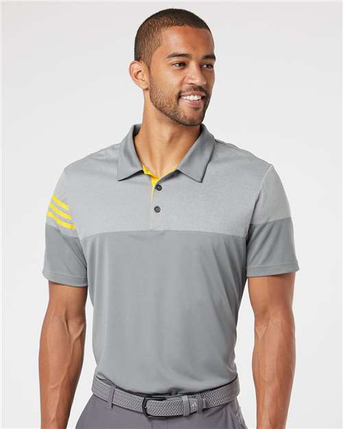 Vista Grey/ EQT Yellow Heathered 3-Stripes Colorblocked Polo - A213