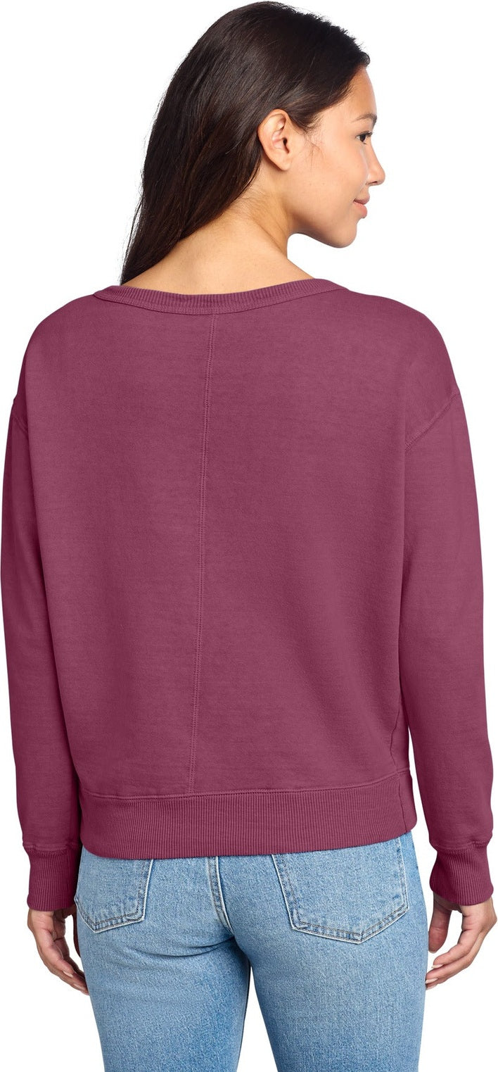 VtgRaspbry Port & Co Women's Beach Wash Garment-Dyed V-Neck Sweatshirt LPC098V
