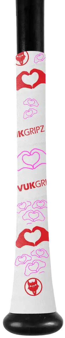 Vukgripz Fastpitch Collection Bat Grip Tape - Heart Hands - White Pink