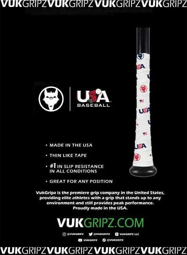 Vukgripz Team Usa Baseball Bat Grip Tape - White Red