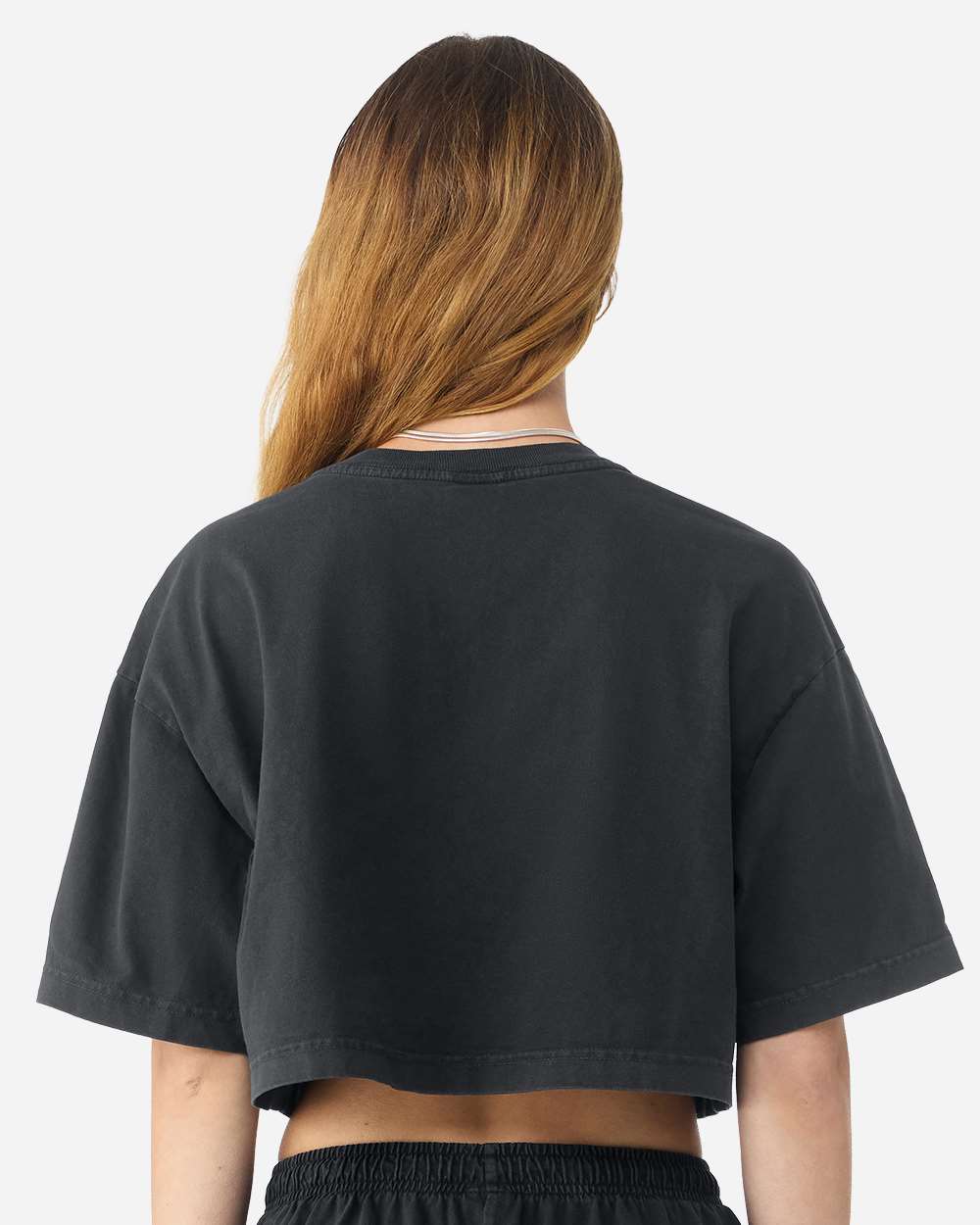 Washed Black Women's Garment-Dyed Cropped Tee - 6882GD plain