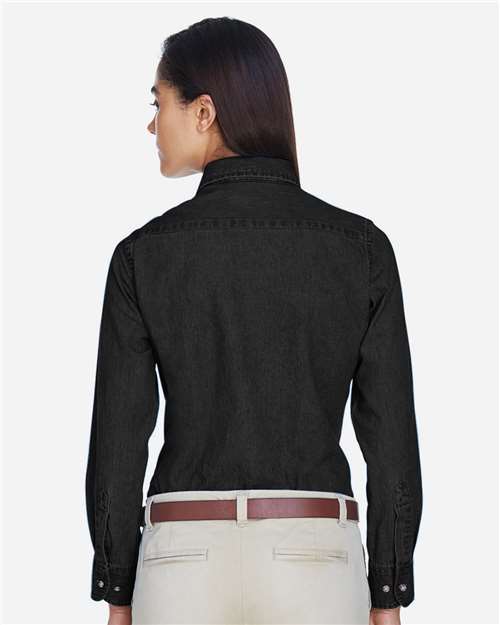Washed Black Women&#39;s Long Sleeve Denim Shirt - M550W
