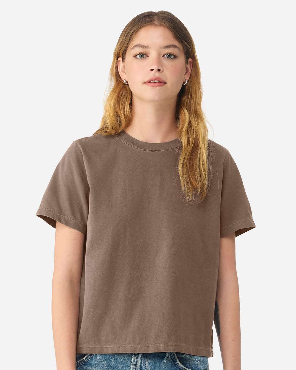 Washed Cocoa Women's Garment-Dyed Tee - 6110GD plain
