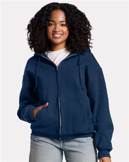 Washed Navy Rugged Full-Zip Hooded Sweatshirt - Z12MR