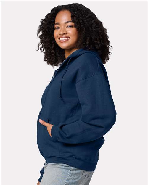 Washed Navy Rugged Full-Zip Hooded Sweatshirt - Z12MR